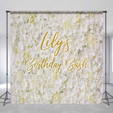 Aperturee - Aperturee White Floral Happy Birthday Girls Custom Backdrop